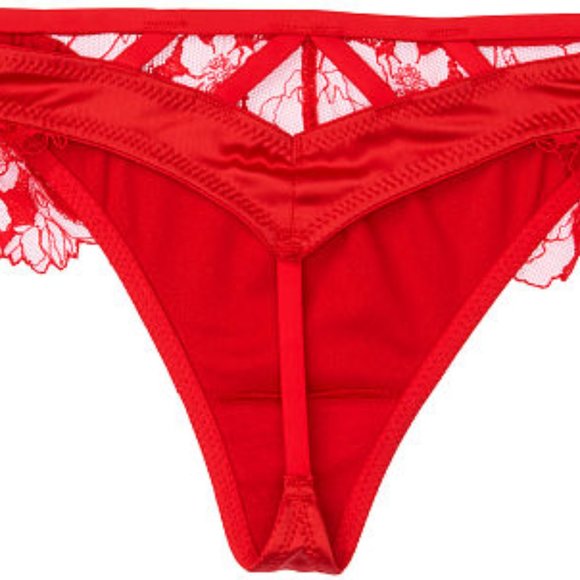VS Thong LUXE LINGERIE Embroidered Red XL NWT - Picture 13 of 15
